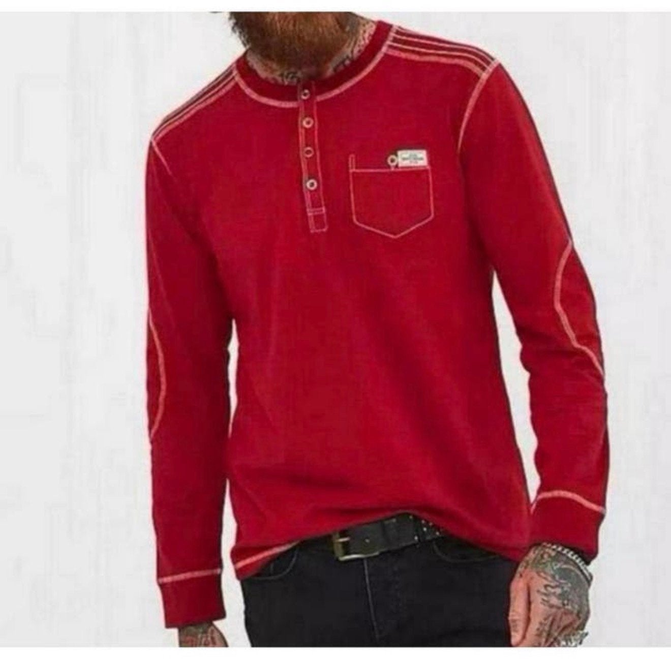 Buster Henley - Red by Joe Browns L vest trui sweater Katoen, Ophalen of Verzenden, Nieuw, Maat 52/54 (L), Rood