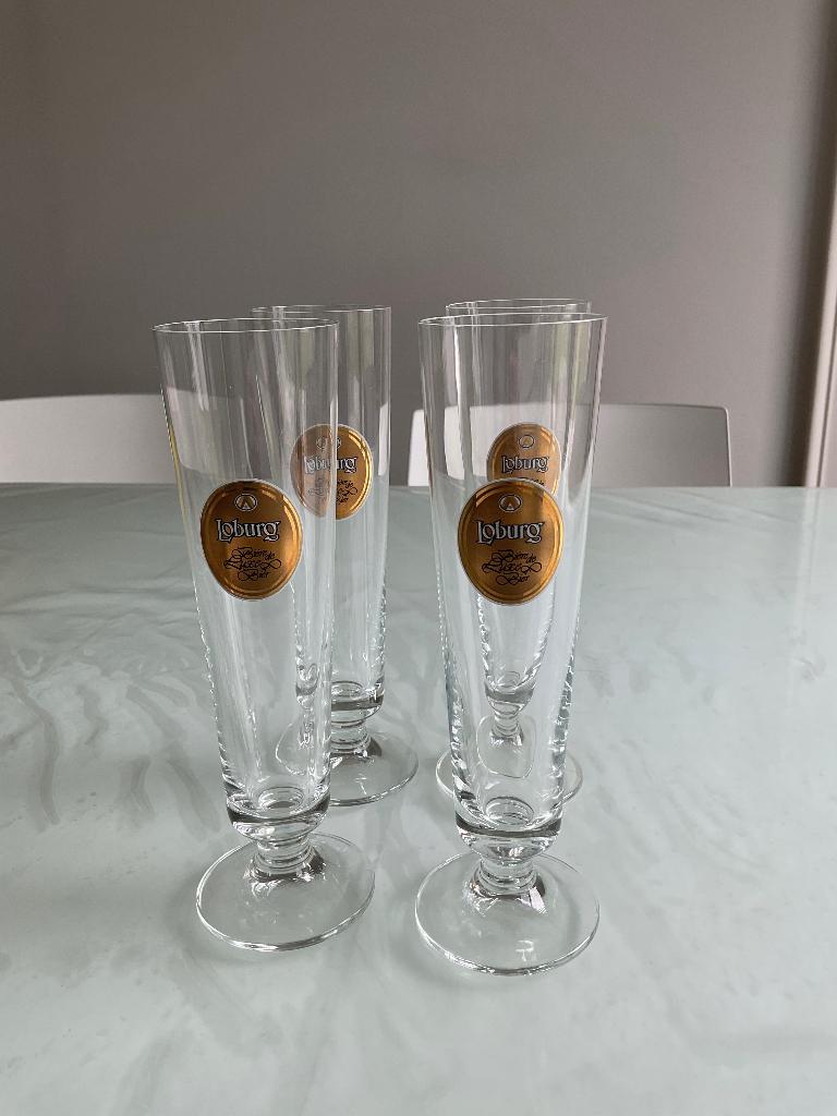 4 Loburg glazen, Verzamelen, Biermerken, Ophalen, Nieuw, Glas of Glazen