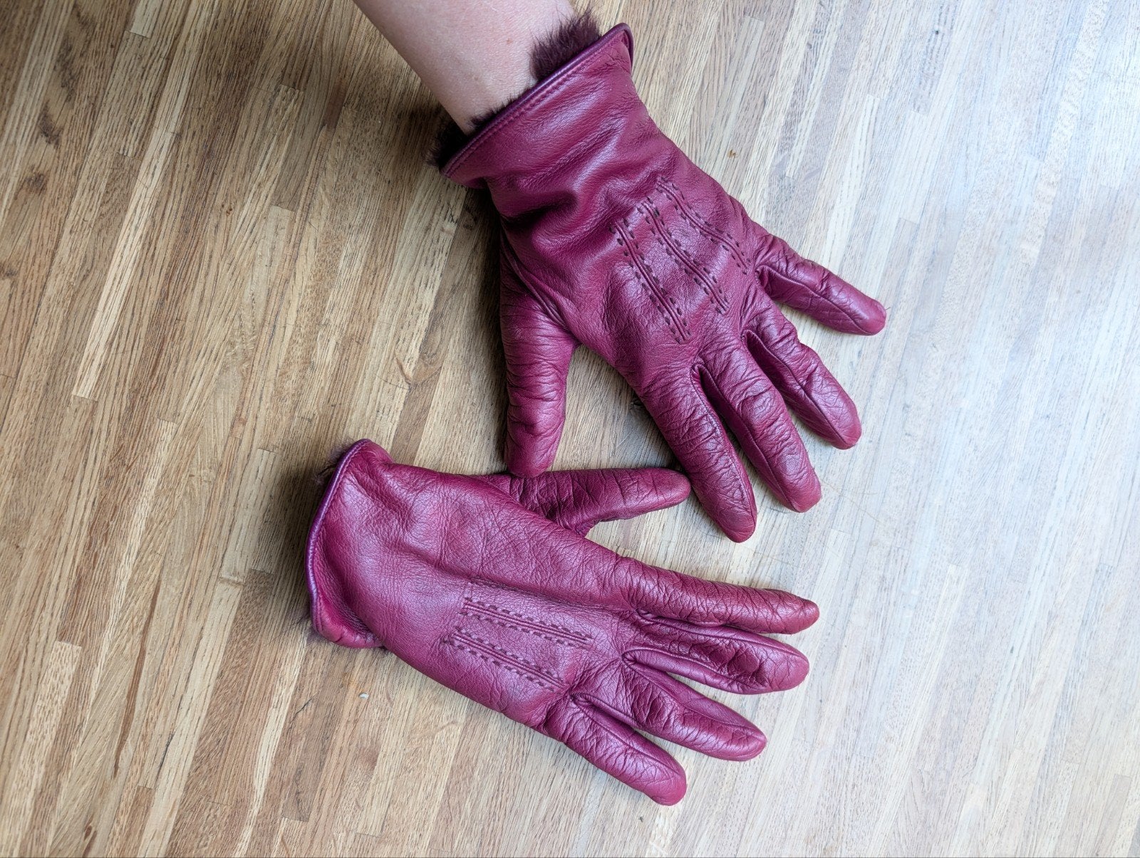 Lederen handschoenen met konijnenbont Sergio da rosa, Ophalen