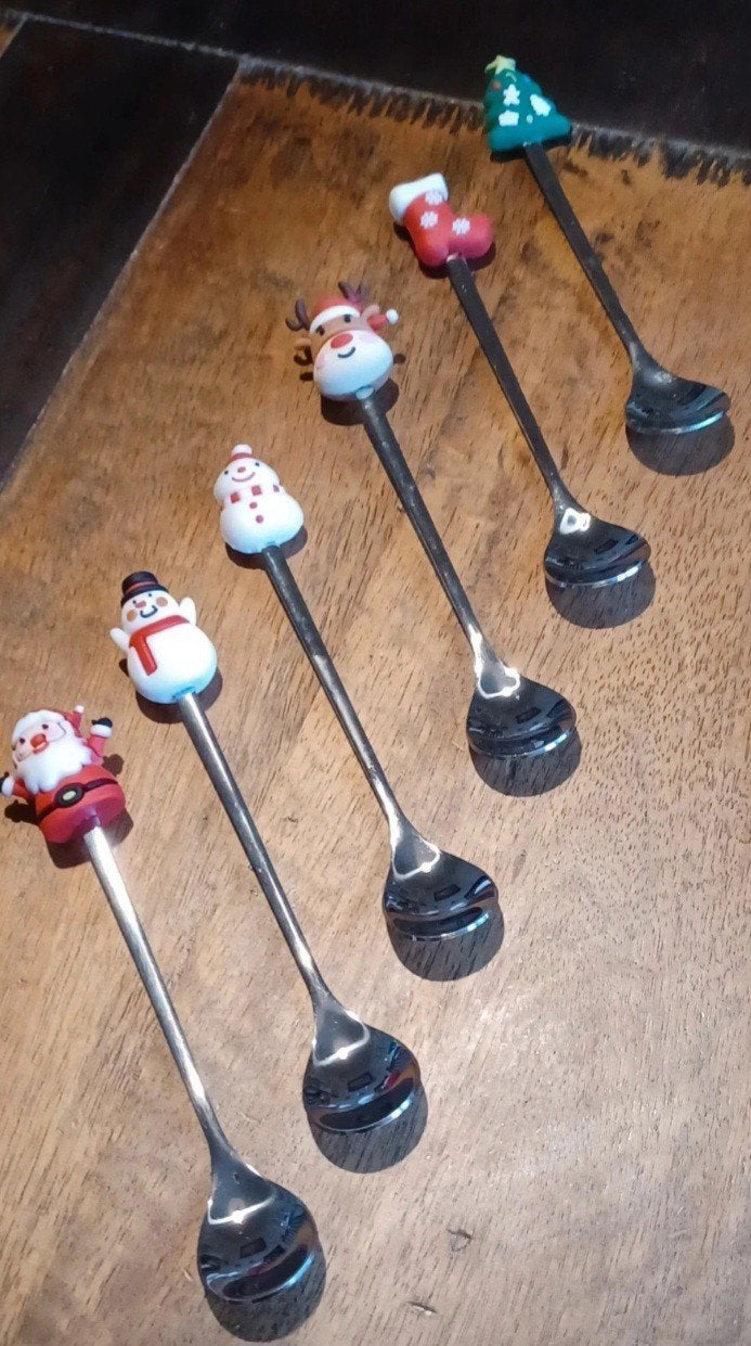 Set van lepeltjes, thema Kerst, amper gebruikt, Ophalen of Verzenden