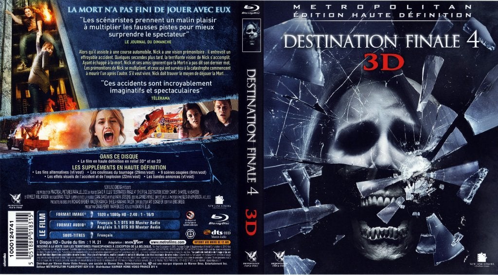 destination finale 4 (blu-ray 3D & 2D) neuf, Cd's en Dvd's, Blu-ray, Ophalen of Verzenden, Zo goed als nieuw, Horror