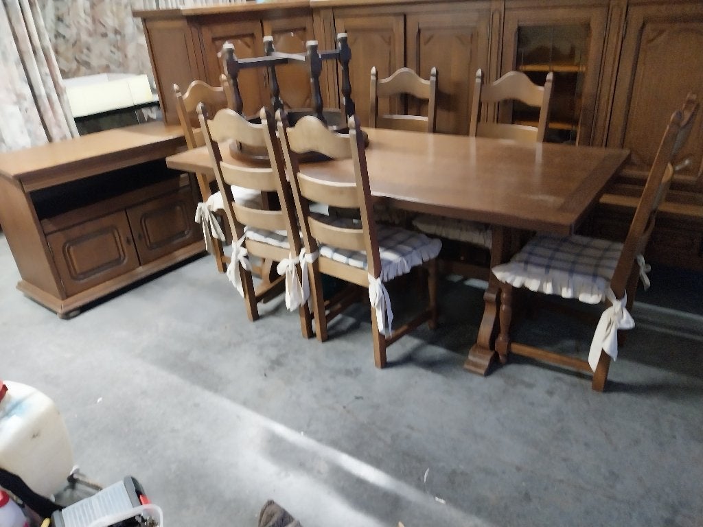 salon eik  compleet, Ophalen, Zo goed als nieuw, 6 tot 8 stoelen