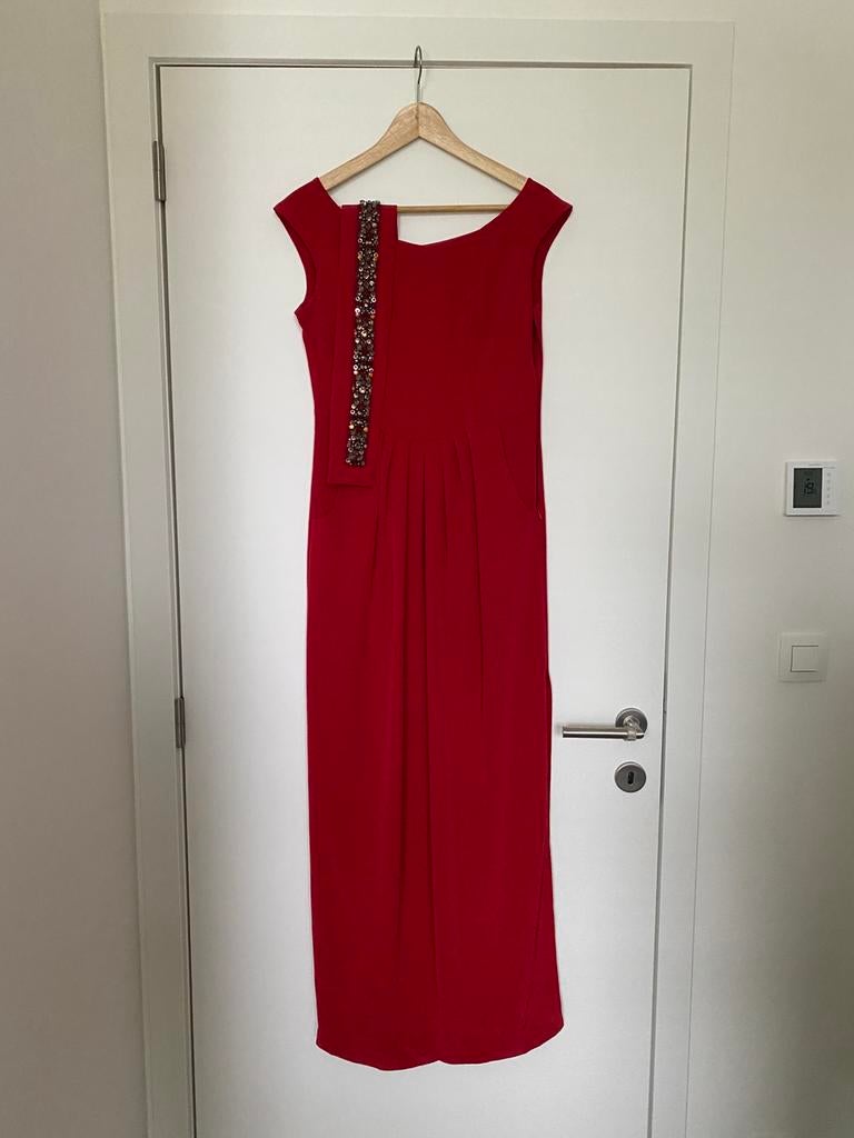 Feestelijk rood kleed met riem, Ophalen, Zo goed als nieuw, Maat 38/40 (M), Rood