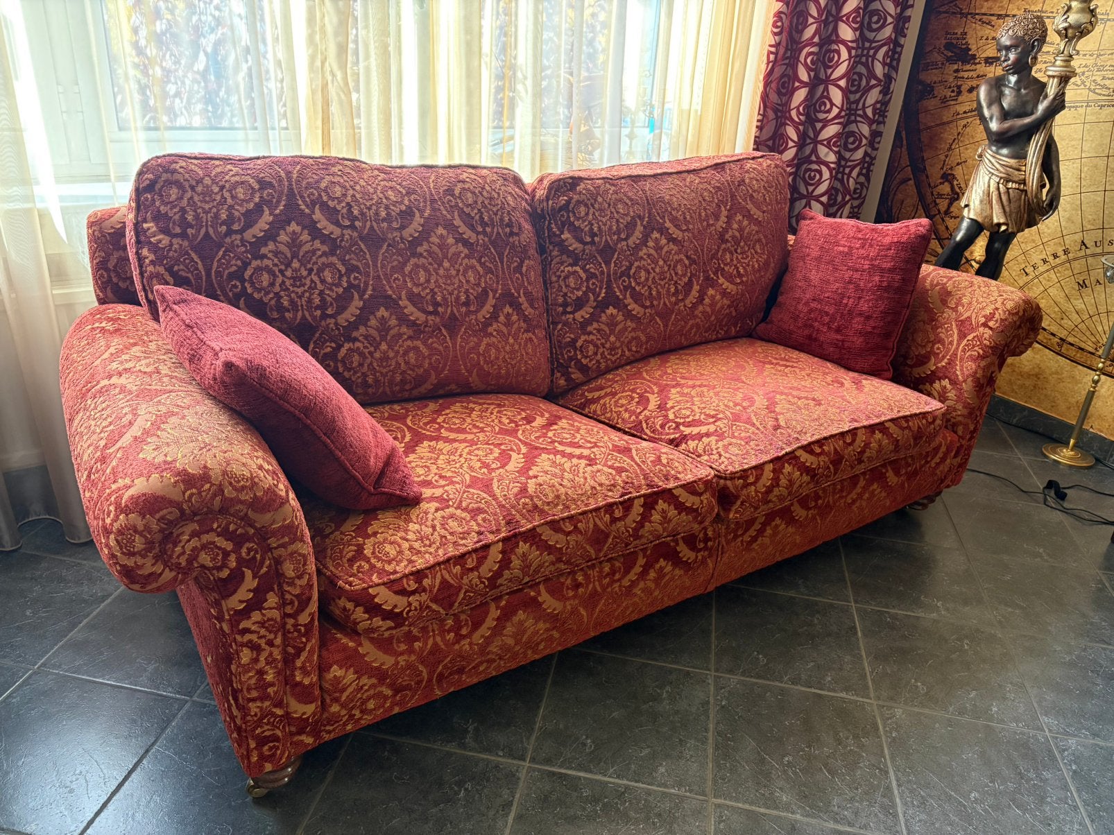 Originele Duresta 3-zitsbank – Klassiek Engels Damast 220 cm, Enlèvement, Comme neuf