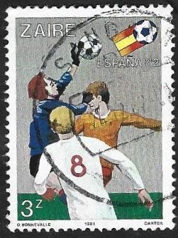 1 Postzegel Zaïre 1981 WK Voetbal - Spanje, Enlèvement ou Envoi, Affranchi, Sport