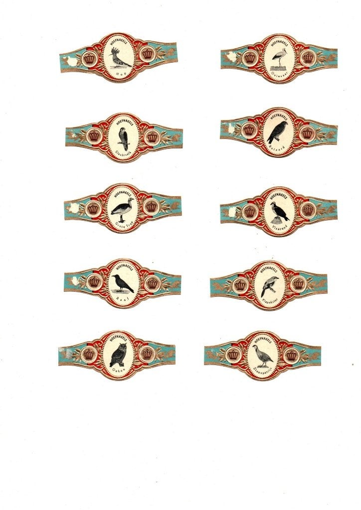 BANDES DE CIGARES, PRÊLES, OISEAUX, Enlèvement ou Envoi, Utilisé, Bagues de cigare