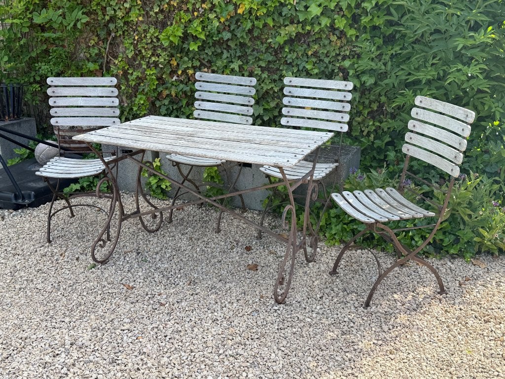 Tuinset 4 stoelen, Tuin en Terras, Ophalen, 4 zitplaatsen, Gebruikt, Bijzettafel