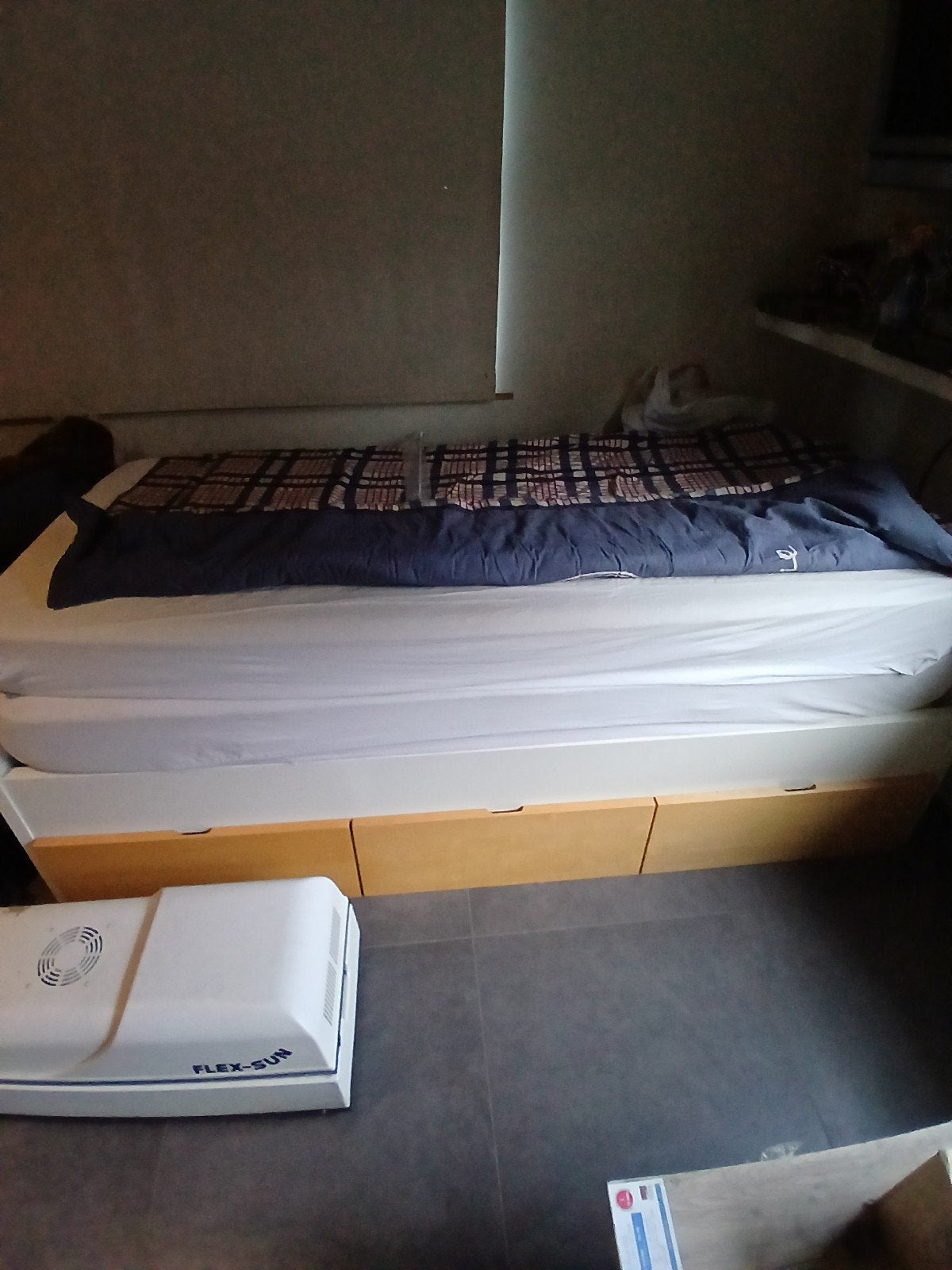 Kajuitbed, Ophalen, 100 cm, Wit, Tweepersoons