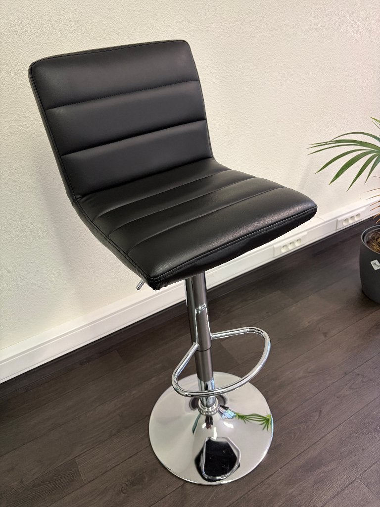 2 tabourets de bar avec dossier, noirs, réglables en hauteur, Maison & Meubles, Tabourets de bar, Comme neuf, 90 cm ou plus, Cuir