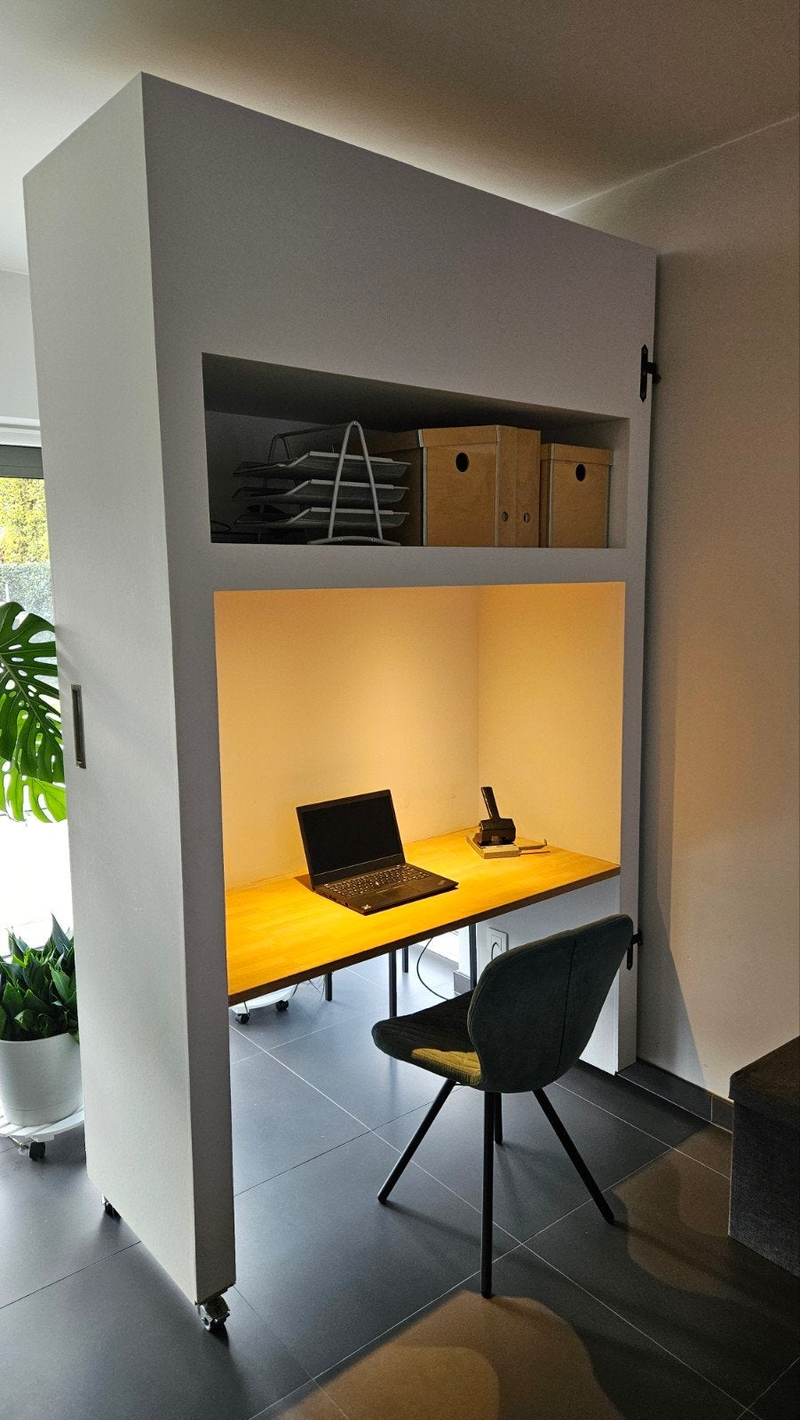 Uniek en inklapbaar bureau / werkplek, Moderne, Enlèvement, Goulotte de câbles, Jaune