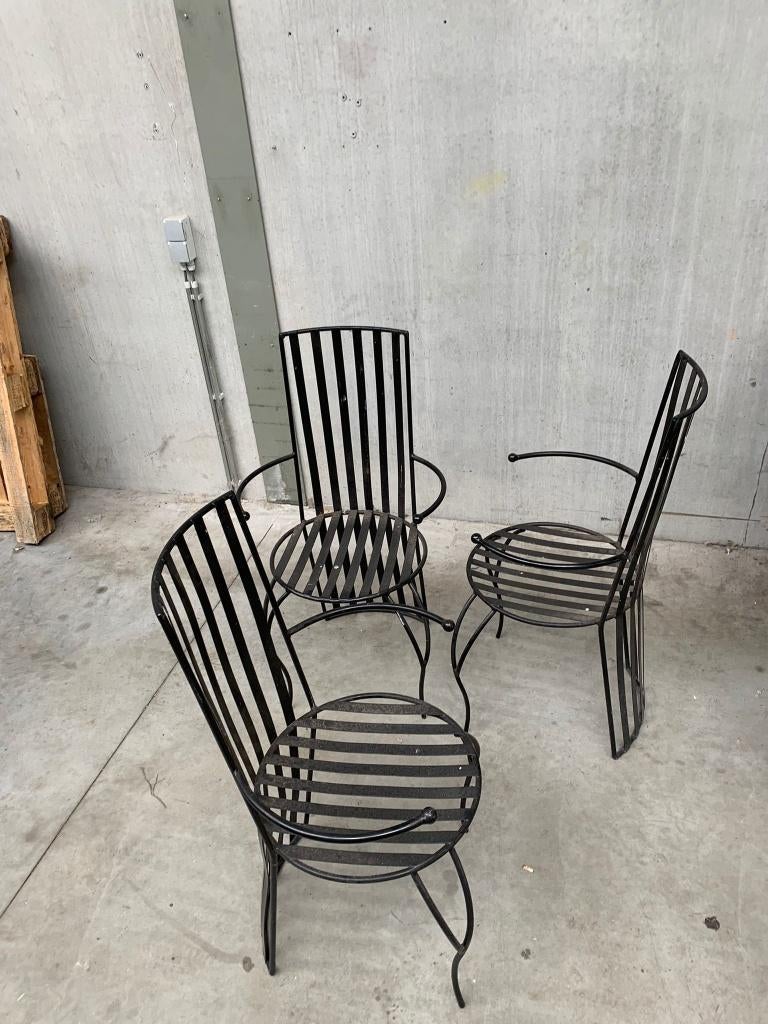 Drie ijzeren stoelen, Huis en Inrichting, Stoelen, Ophalen, Drie