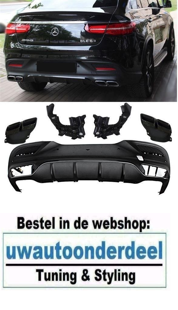 63AMG Look Zwart Uitlaat Sport Diffuser Voor MB GLE C292 Cou, Verzenden
