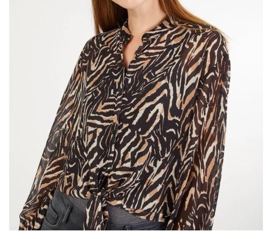 Kort bloesje met tijgerprint en lange mouwen, S, Kleding | Dames, Ophalen of Verzenden, Zo goed als nieuw