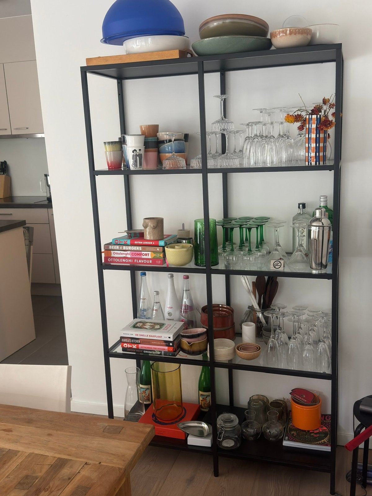 IKEA VITTSJÖ stellingkast zwart glazen planken 100x175 cm, Enlèvement, Comme neuf