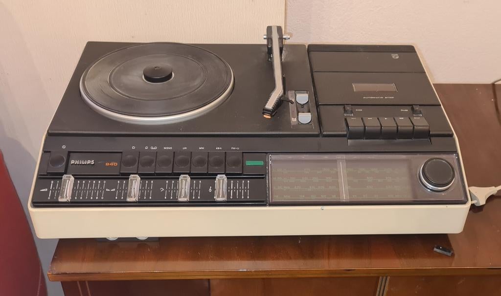 platine vinyle et cassette vintage Philips 940., Ophalen