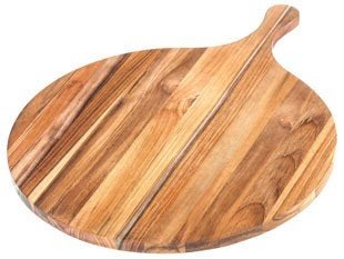Nieuw | Teakhouten Pizza serveer- en snijplank rond - 38cm, Serveerplank, Rond, Nieuw, Ophalen of Verzenden