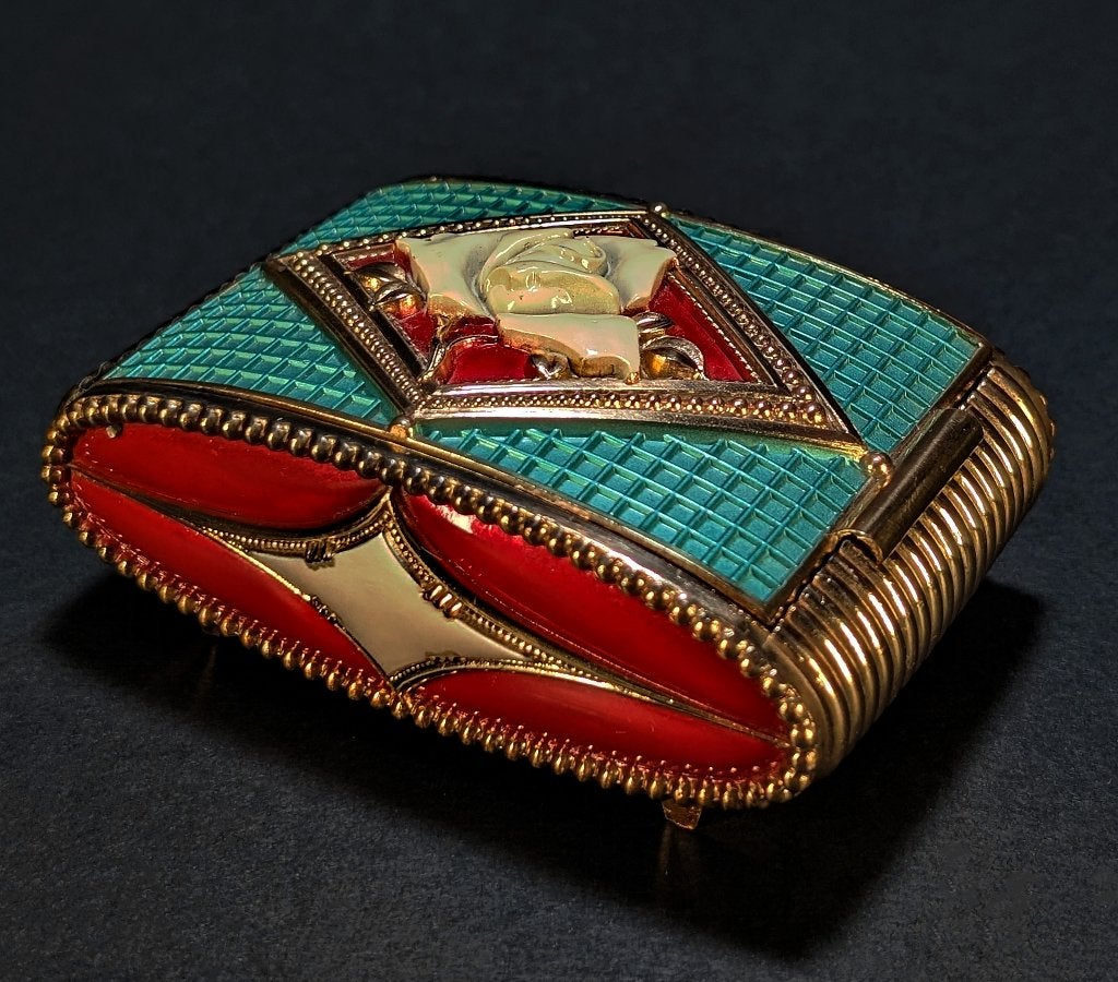 Boite à Bijoux Art Deco en Régule Doré - 1950, Antiquités & Art, Enlèvement ou Envoi