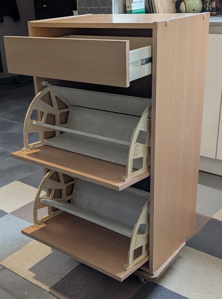 schoenenkast met 1 lade, Ophalen of Verzenden, Zo goed als nieuw, Hout metb plastieken laden