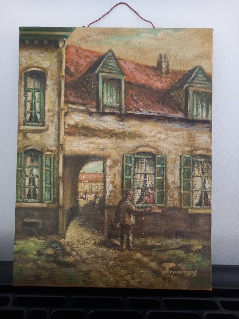 Peinture de Jules beaucamps, Antiquités & Art, Peinture à l'huile, Enlèvement, Paysage urbain / rural, Signé