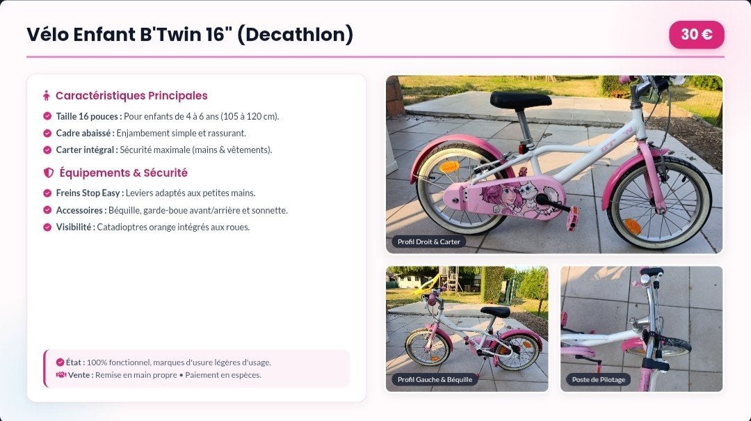 Vélo 16 pouces, Vélos & Vélomoteurs, Frein sur jante, Stabilisateurs, 16 à 20 pouces, Enlèvement