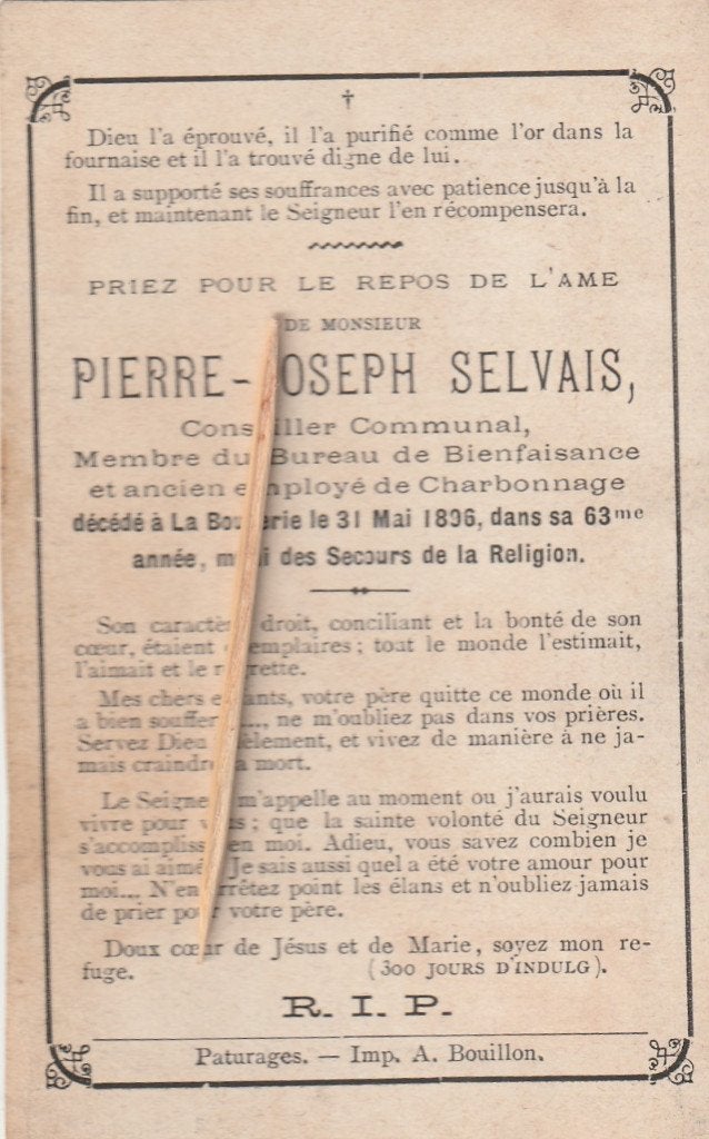 Bidprentje La Bouverie, Collections, Images pieuses & Faire-part, Envoi, Image pieuse