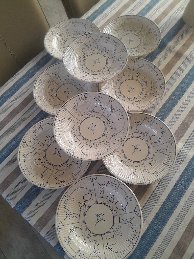 Boch Copenhague 9 Assiettes creuses cachet vert TBE, Enlèvement ou Envoi