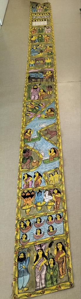 Tableau Indien Bengale Pattachitra/345x28cm, Huis en Inrichting, Stoffering | Tapijten en Vloerkleden, Ophalen of Verzenden
