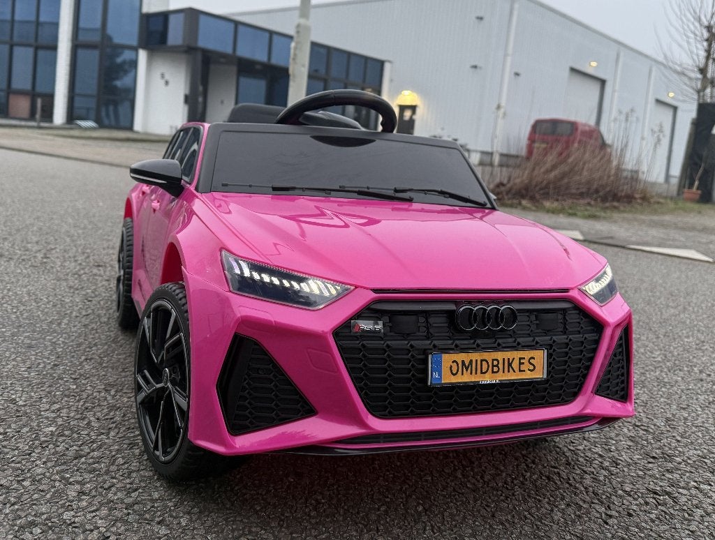 Audi RS6 12v roze + RC - Leder - Rubberband Bluetooth NIEUW, Kinderen en Baby's, Ophalen of Verzenden, Nieuw