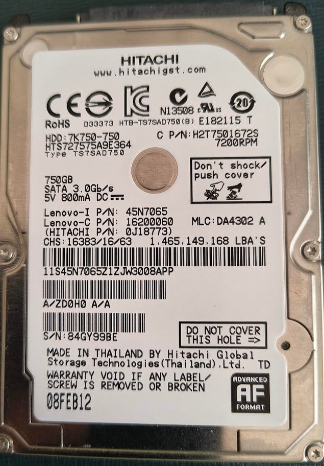 Hitachi 750GB HDD - Betrouwbare en snelle harde schijf, Computers en Software, Harde schijven, Intern, 750 GB, Gebruikt, Ophalen of Verzenden