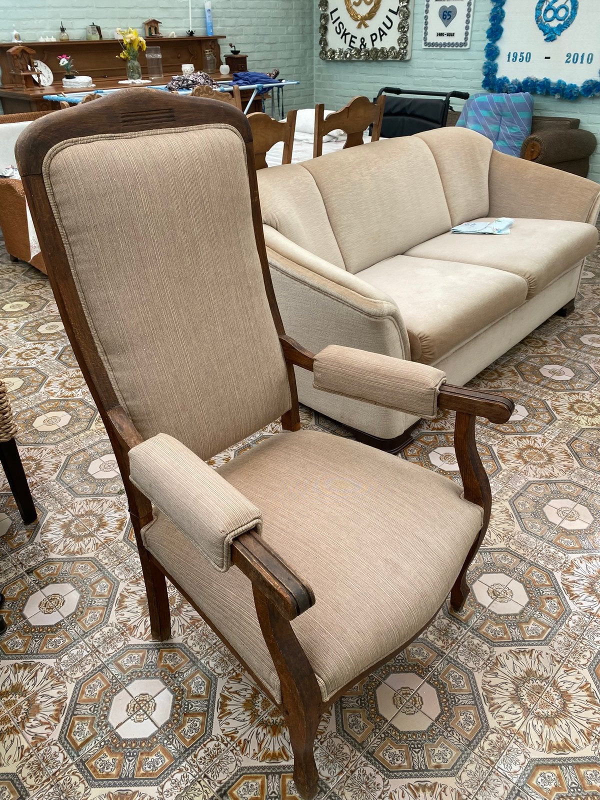 Fauteuil ancien avec dossier ajustable, Maison & Meubles, Enlèvement, Comme neuf