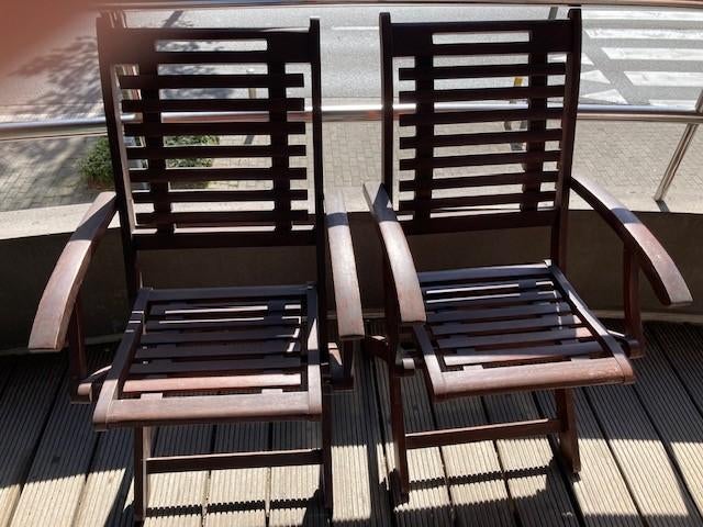 2 Houten terrasstoelen, Tuin en Terras, Ophalen, Gebruikt