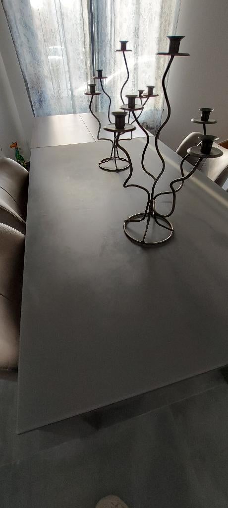 Table en verre/métal avec rallonge, 150 à 200 cm, Verre, Enlèvement, Utilisé