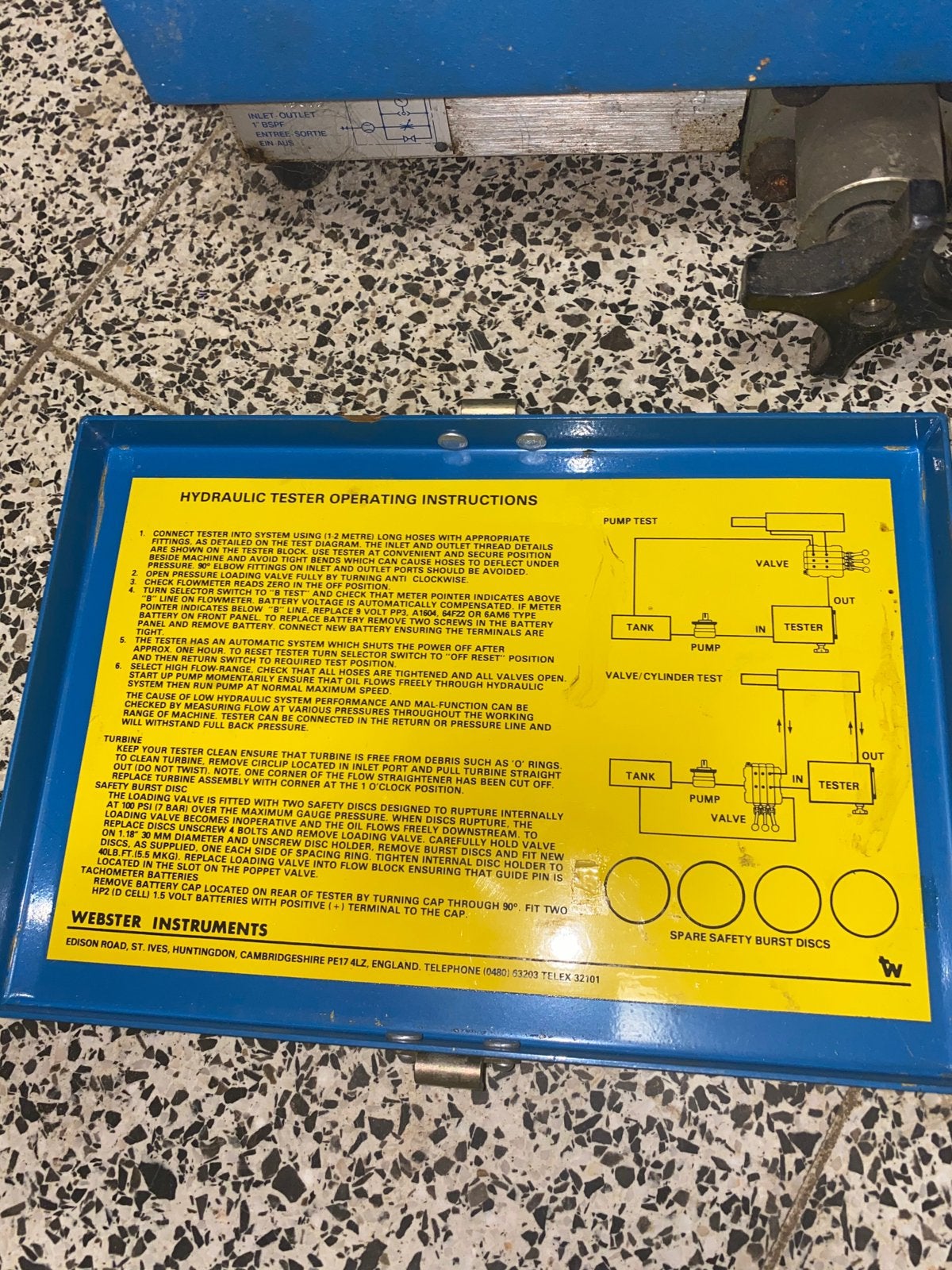 Tester WEBTEC voor hydraulische circuits, Zakelijke goederen, Ophalen