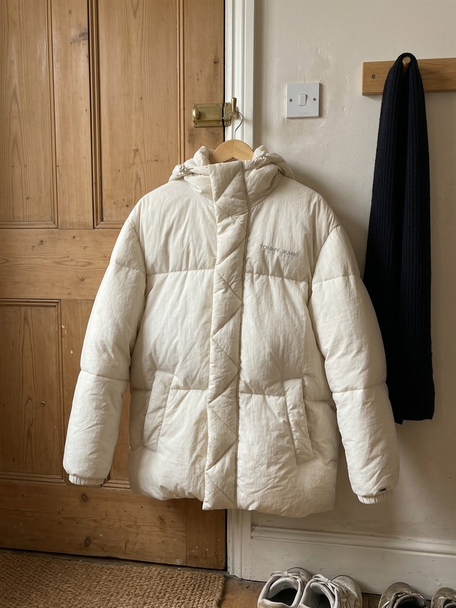 Winterjas heren maat l tommy jeans, Ophalen of Verzenden, Zo goed als nieuw, Maat 52/54 (L), Beige