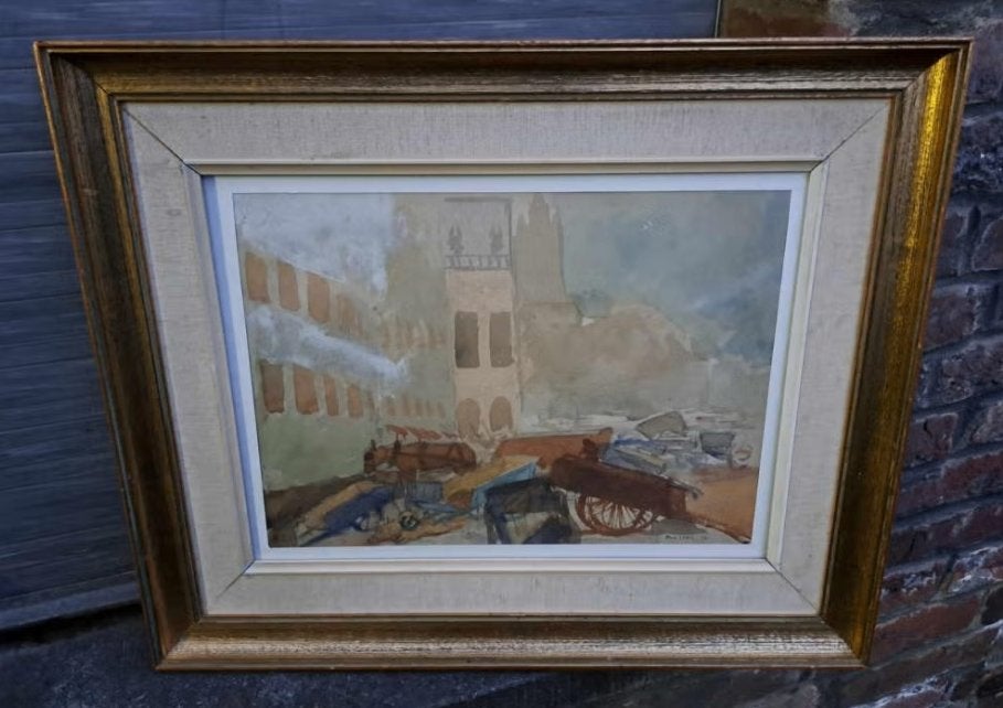 aquarelle signe paul leduc, Antiquités & Art, Enlèvement ou Envoi, Aquarelle