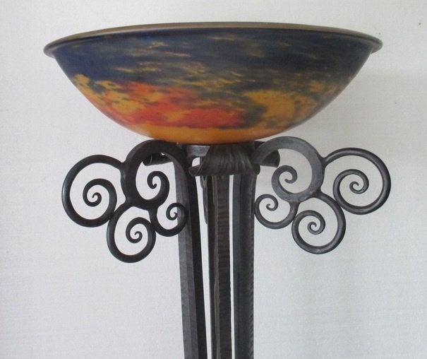 lampadaire art déco original en fer forgé échelle Noverdy, Enlèvement