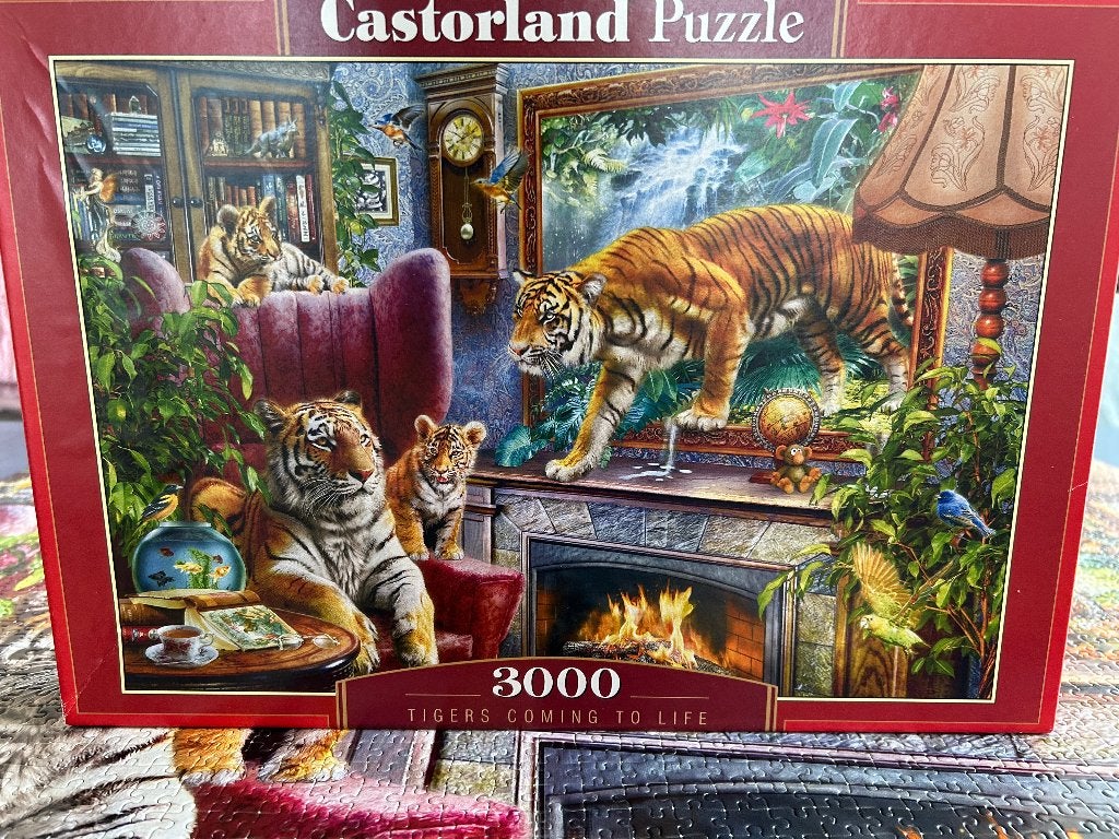 Puzzel 3000 stuks Tijgers Prima staat, Enlèvement, Plus de 1 500 pièces, Utilisé, Puzzle