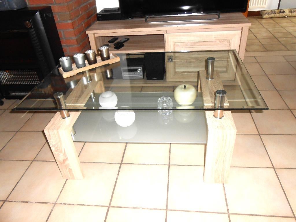 table de salon en verre, comme neuve, Maison & Meubles, Tables | Tables de salon, Comme neuf, Moins de 50 cm, 50 à 100 cm, 50 à 100 cm