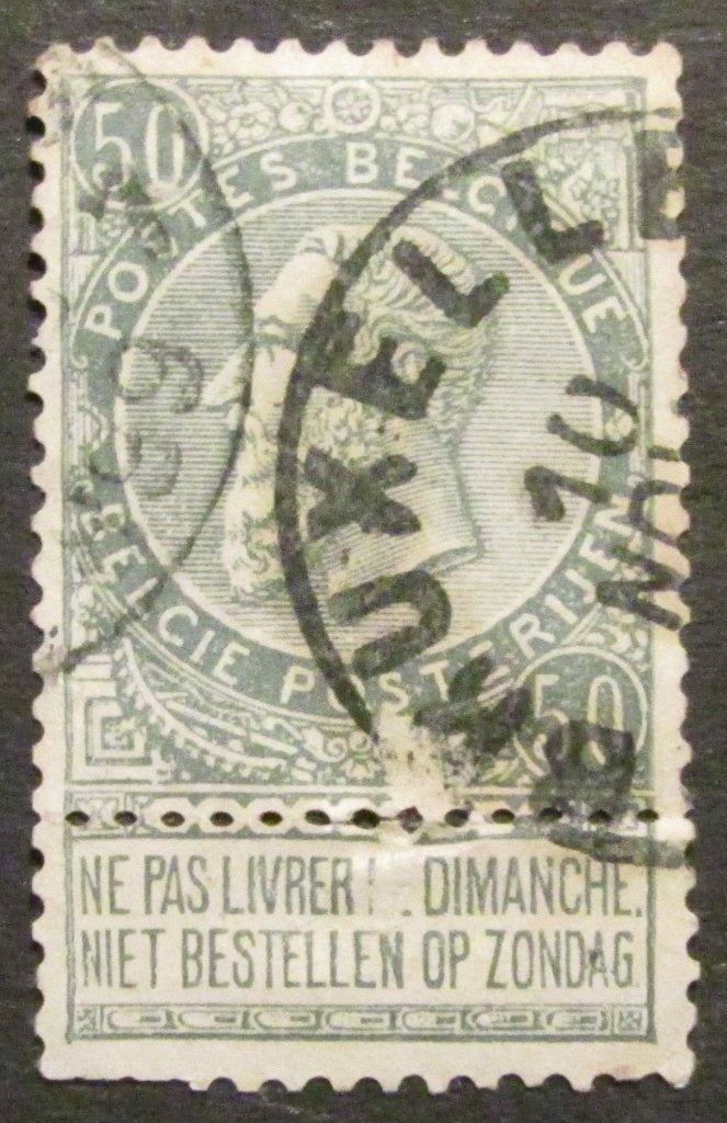 50 centimes estampillé par Léopold II à partir de 1897, Enlèvement ou Envoi, Affranchi, Timbre-poste, Maison royale