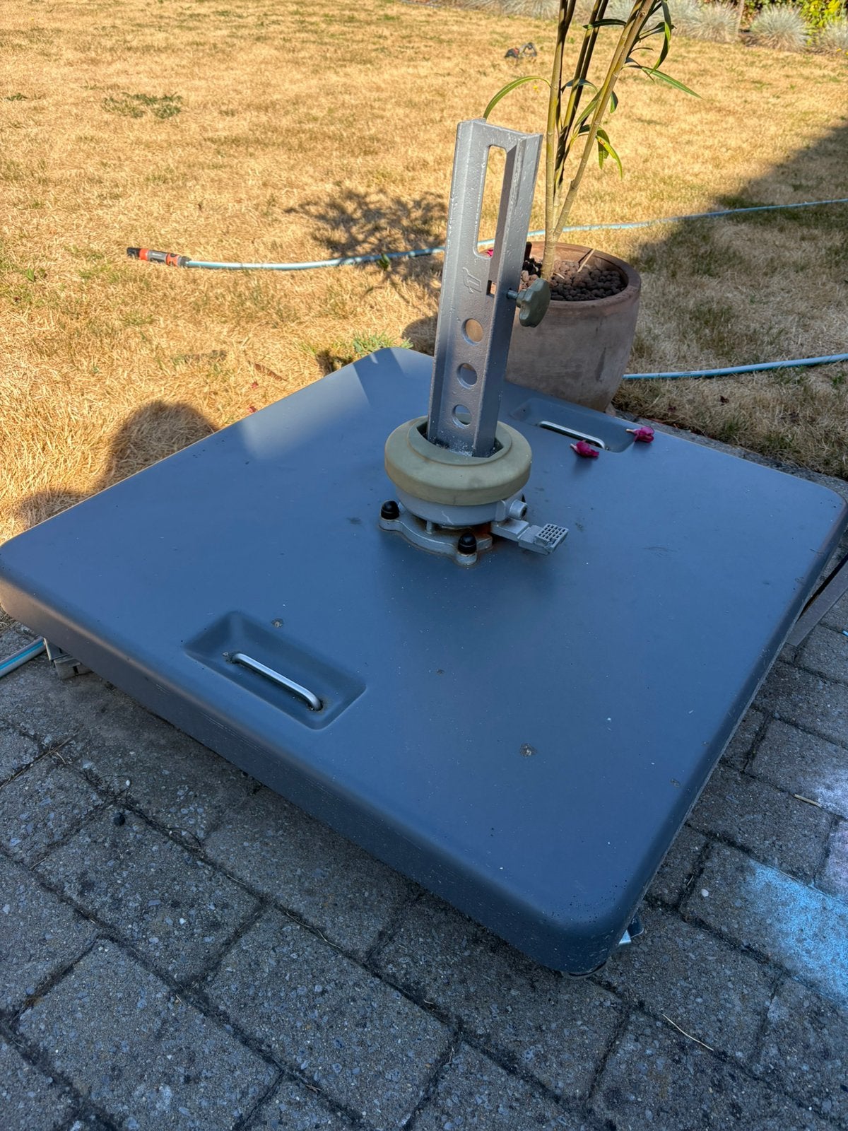 Parasolvoet verrijdbaar wielen zwaar, Jardin & Terrasse, Parasols, Enlèvement, Comme neuf, Moins de 1 mètre, Base de parasol