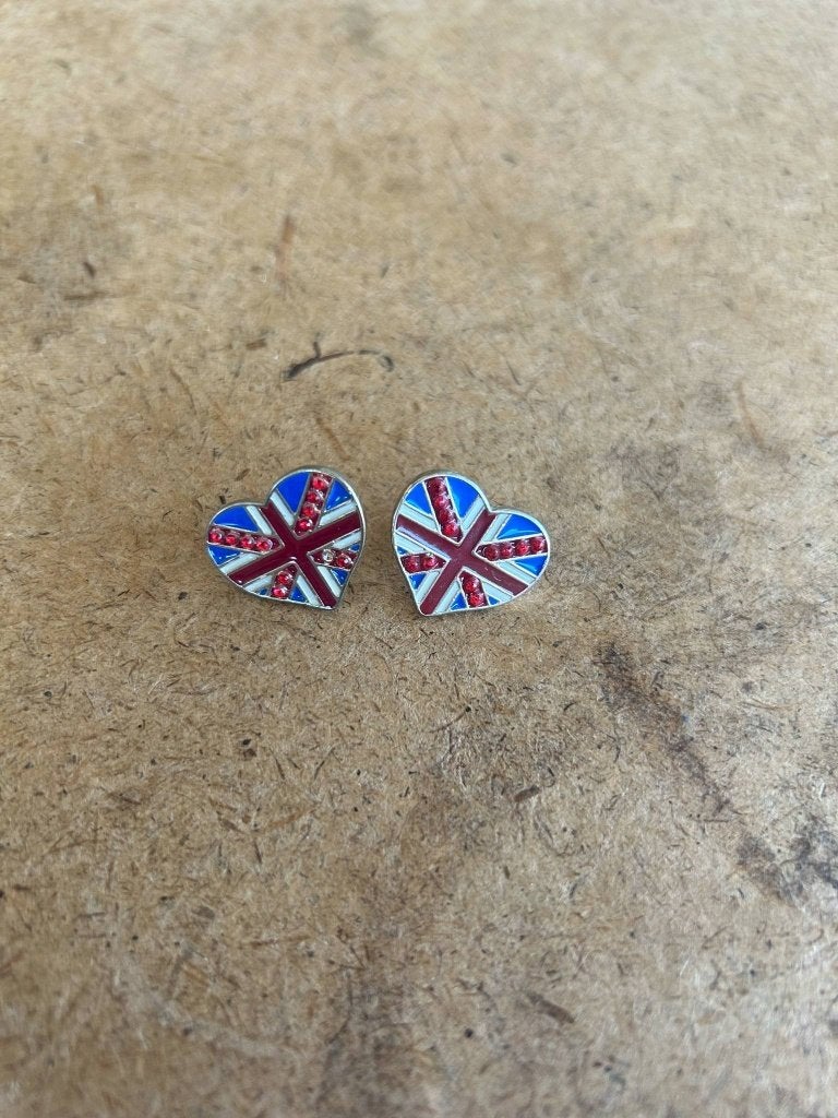 Boucle d’oreille en cœur avec drapeau de Londres, Bijoux, Sacs & Beauté, Boucles d'oreilles, Enlèvement, Comme neuf, Bleu, Puces ou Clous