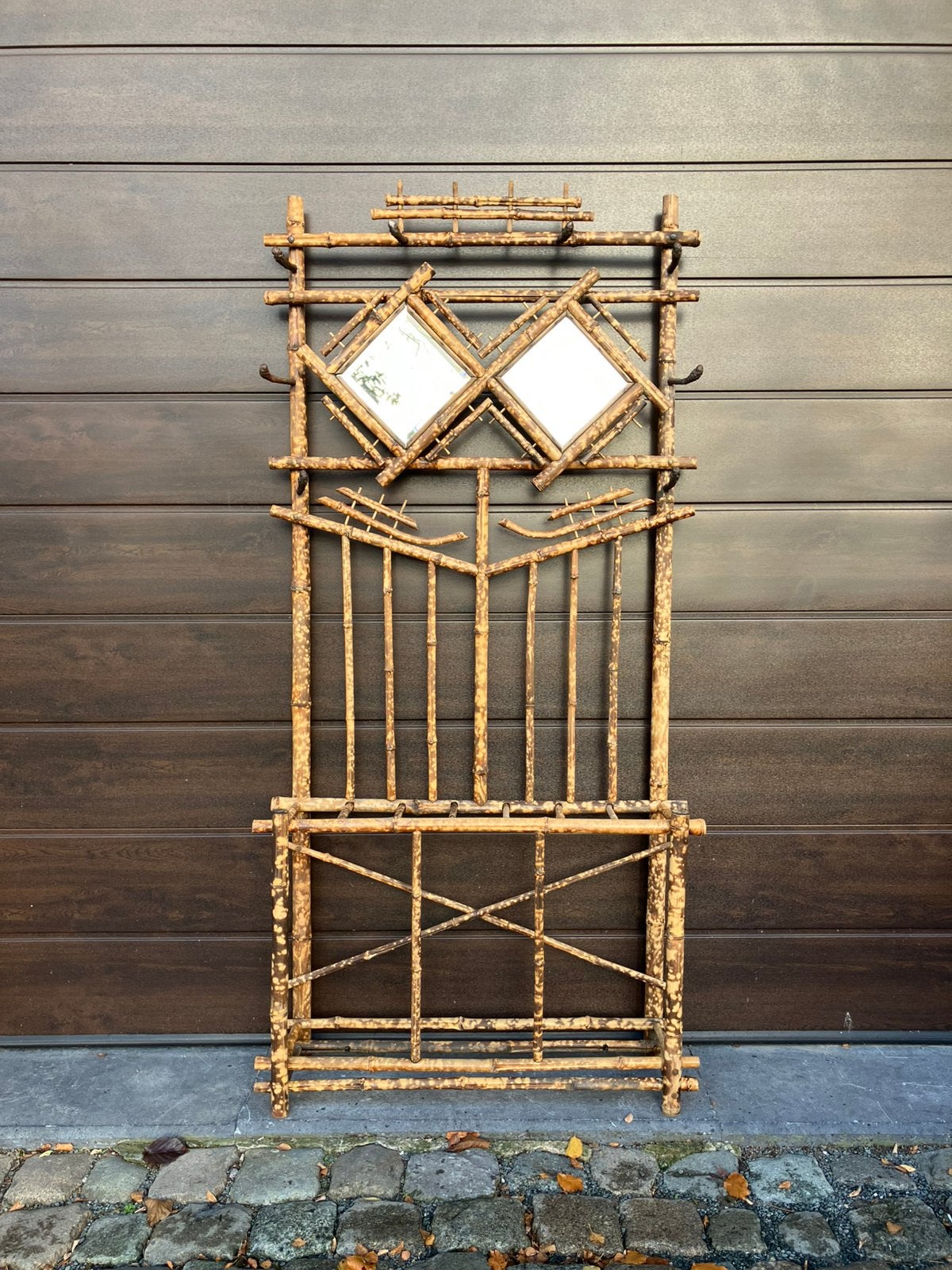 Vintage Bamboo hall stand / bamboe staande kapstok, Ophalen, Staande kapstok