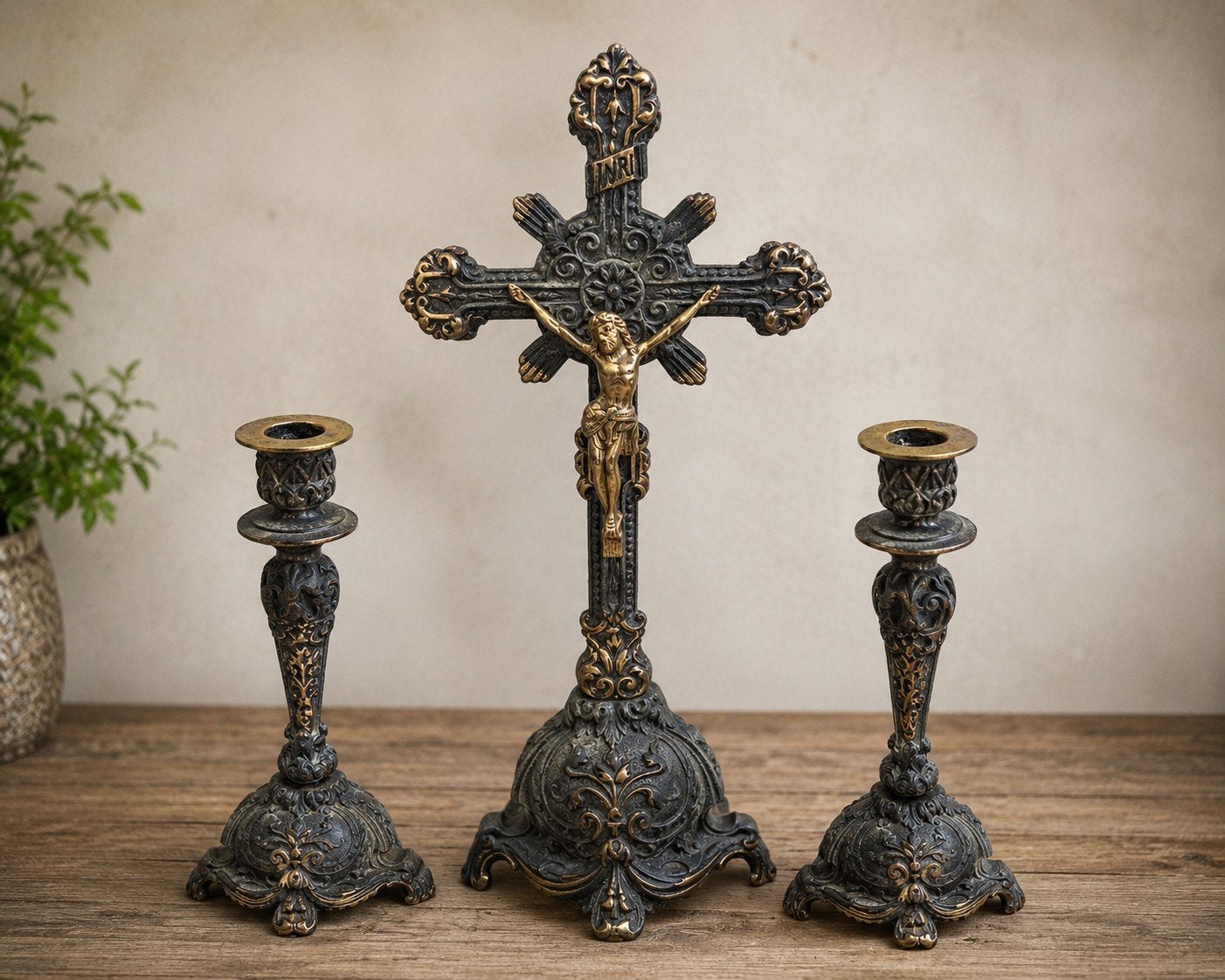 Magnifique ensemble d'autel ecclésiastique ancien, Enlèvement ou Envoi