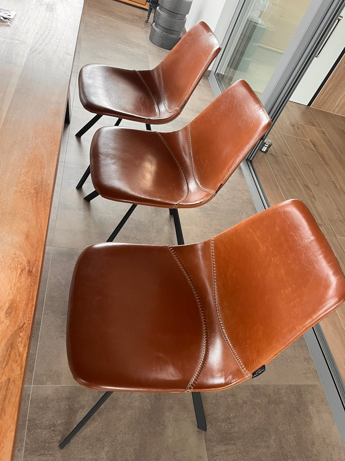 6 chaises de salle à manger de couleur cognac, Maison & Meubles, Autres couleurs, Synthétique, Enlèvement, Cinq, Six Chaises ou plus
