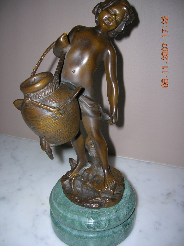 Geromantiseerd bronzen beeld "Amourtje", Antiek en Kunst, Kunst | Beelden en Houtsnijwerken, Overige onderwerpen, Ophalen of Verzenden