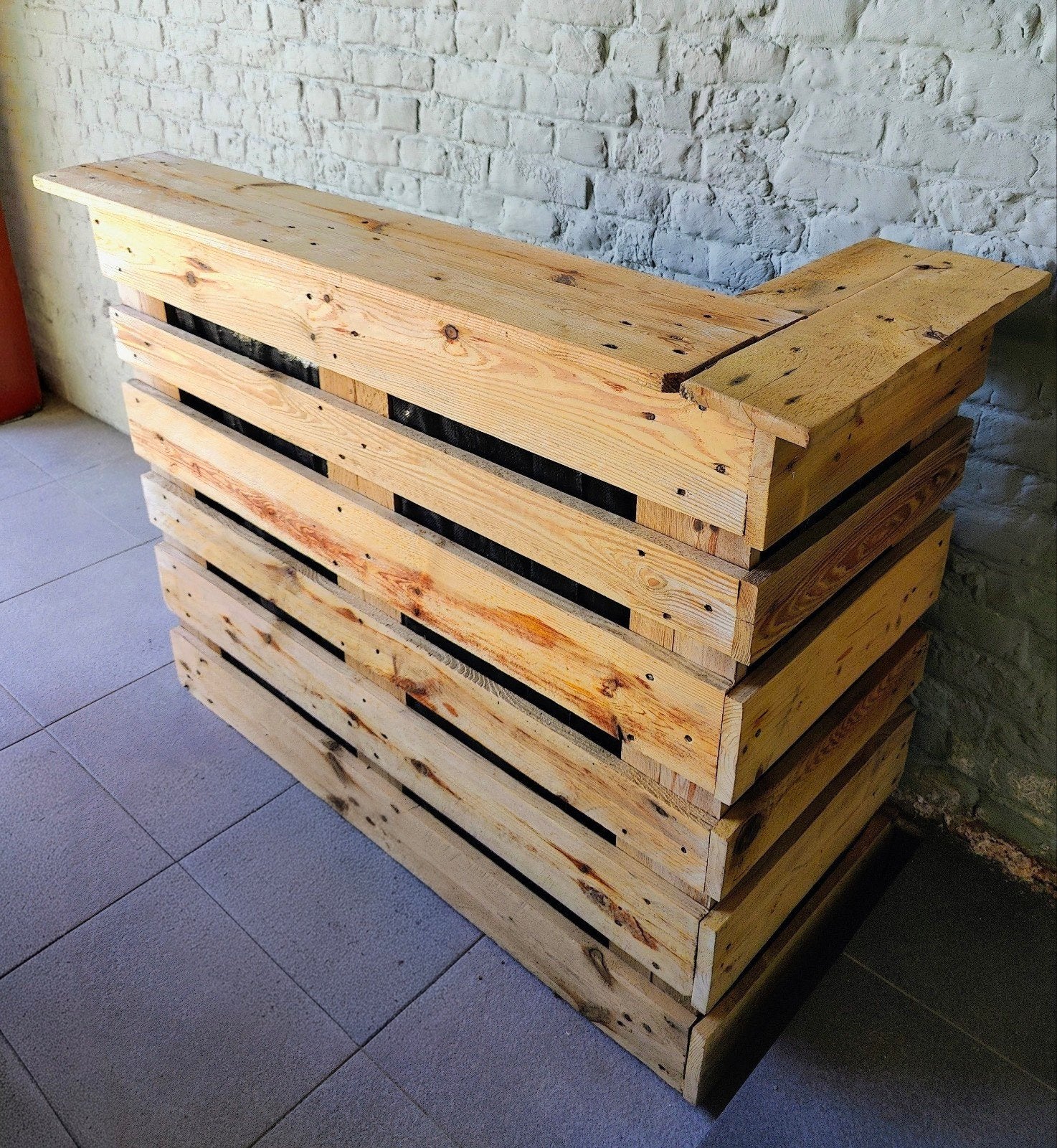 Handgemaakte 5-delige loungeset met bar (Topstaat) !, Tuin en Terras, Ophalen, 4 zitplaatsen, Hardhout, Zo goed als nieuw
