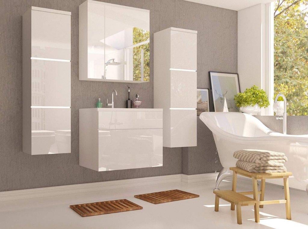 Ensemble de salle de bain complet brillant crème avec LED, Enlèvement ou Envoi, Neuf