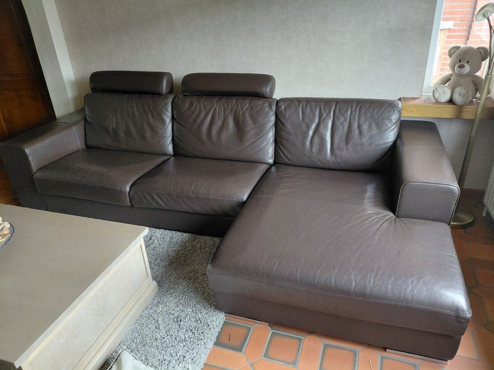 Grote leren zetel, Huis en Inrichting, Zetels | Zetels, Ophalen, 300 cm of meer, Rechte bank, Italiaans design