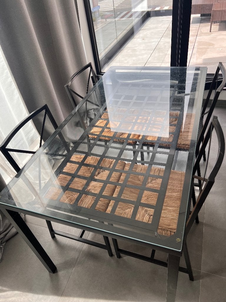 Eettafel inclusief 4stoelen IKEA, Ophalen, Gebruikt, 100 tot 150 cm, Vier personen