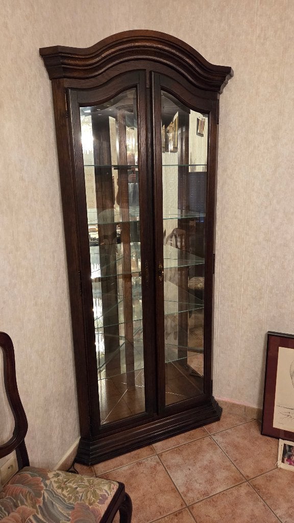 Hoekkast hout met vitrine, Huis en Inrichting, Kasten | Vitrinekasten, Ophalen, Met deur(en), 200 cm of meer, Klassiek